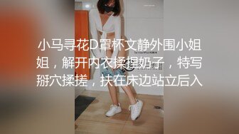 小马寻花D罩杯文静外围小姐姐，解开内衣揉捏奶子，特写掰穴揉搓，扶在床边站立后入